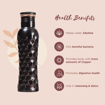 Preview: Kupfertrinkflasche ~ Diamantrille schwarz